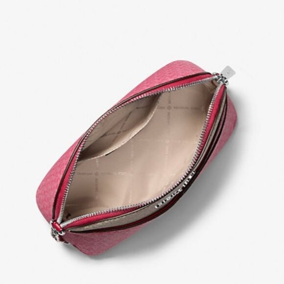 New Michael Kors Jet Set Travel Medium Dome Crossbody Dark Raspberry Multi - Picture 5 of 5